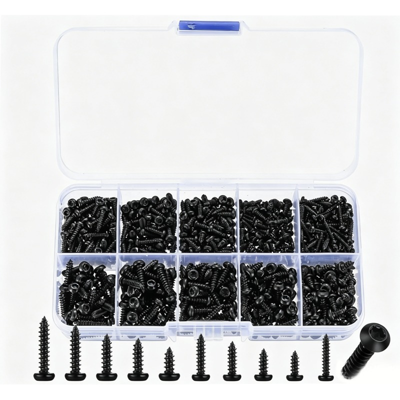 Furniture Hardware Repair - 600 Peças Parafusos Autoatarraxantes Torx Pretos