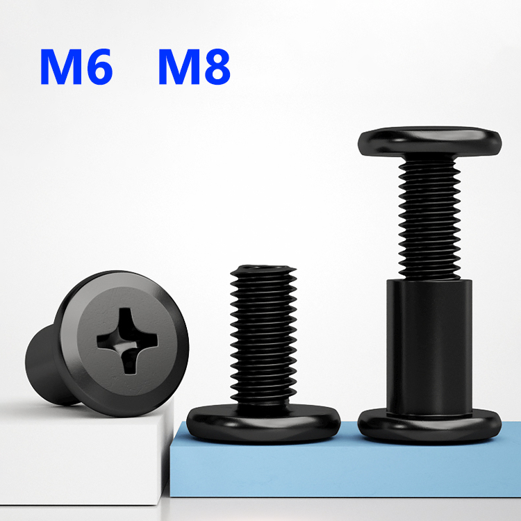 Furniture Hardware Barrel Nut - Parafusos Chicago de Aço Carbono Preto