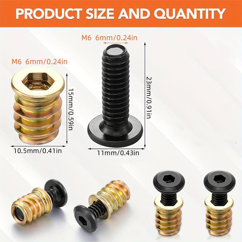 Furniture Hardware Screws - 10 pçs porca rosqueada inserções kit