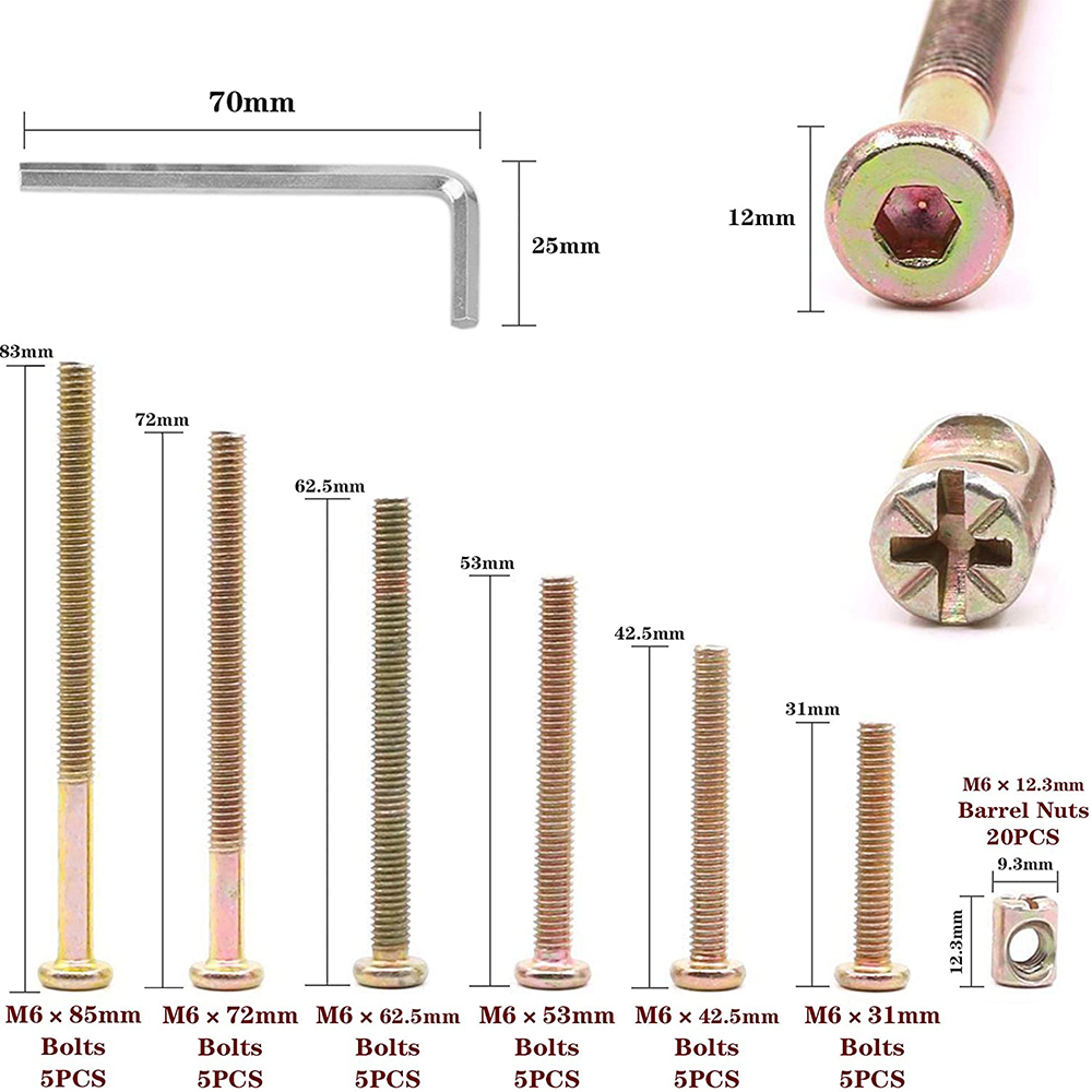 Berço do bebê Parafusos Kit de - Furniture Hardware Barrel Nut avaliação e preço